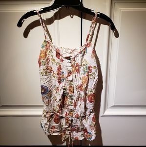 Floral button up tank top